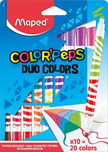 Viltstift Maped Color'peps duo karton ophangdoos 10stuks
