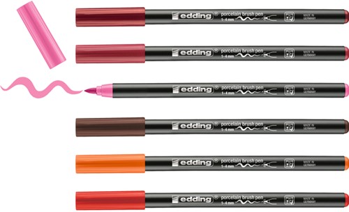 Brushpen edding 4200 porselein warme kl assorti etui à 6st-2