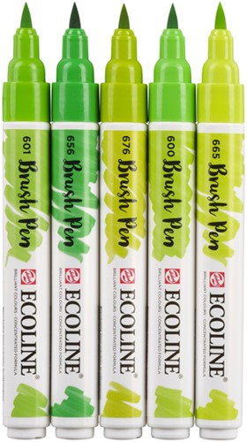Brushpen Talens Ecoline set-groen blister à 5 stuks ass-2