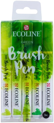 Brushpen Talens Ecoline set-groen blister à 5 stuks ass-3