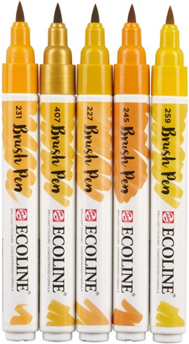 Brushpen Talens Ecoline set-aarde blister à 5 stuks ass-2