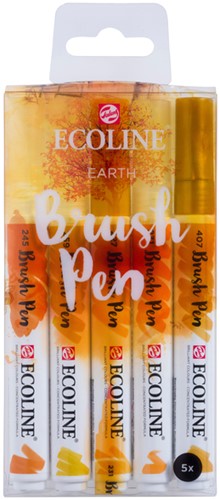 Brushpen Talens Ecoline set-aarde blister à 5 stuks ass-3