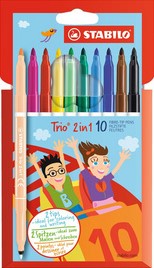 Viltstift STABILO Trio 2 in 1 etui  à 10 kleuren-2