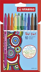 Viltstift STABILO Trio 2 in 1 etui  à 10 kleuren