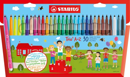 Viltstift STABILO Trio A-Z etui à 30 kleuren