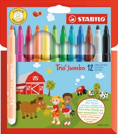 Viltstift STABILO Trio Jumbo 380/12 extra large assorti etui à 12 stuks-2