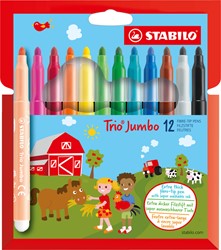 Viltstift STABILO Trio Jumbo XXL etui à 12 kleuren