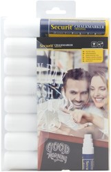 Krijtstift Securit SMA-720 blok wit 7-15mm blister à 8 stuks