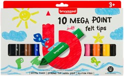 Viltstift Bruynzeel Kids mega point blister à 10 stuks assorti