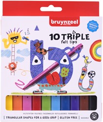 Viltstift Bruynzeel Kids Triple blister à 10 stuks assorti