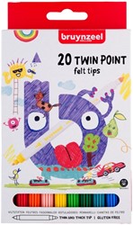 Viltstift Bruynzeel Kids Twin Points blister à 20 stuks assorti