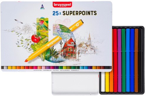 Viltstift Bruynzeel Expression super points blik à 25 stuks assorti-2