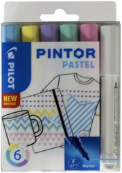 Verfstift Pilot Pintor pastel 1.0mm ass etui à 6 stuks assorti