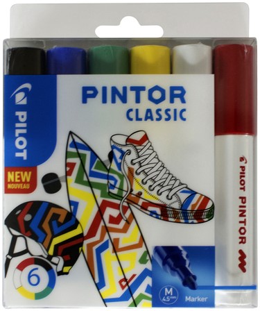 Verfstift Pilot Pintor classic 1.4mm ass etui à 6 stuks assorti