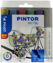 Verfstift Pilot Pintor metalic 1.4mm ass etui à 6 stuks assorti