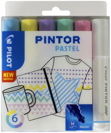 Verfstift Pilot Pintor pastel 1.4mm ass etuis à 6 stuks assorti