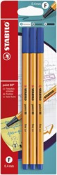 Fineliner STABILO Point 88 blister à 3 stuks blauw