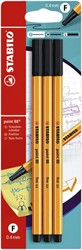 Fineliner STABILO Point 88 blister à 3 stuks zwart