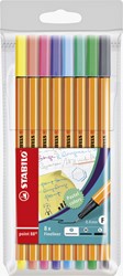 Fineliner STABILO point 88 pastel etui à 8 kleuren