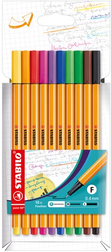 Fineliner STABILO point 88 etui à 10 kleuren