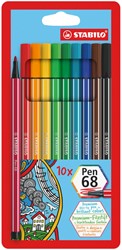 Viltstift STABILO Pen 68 etui à 10 kleuren