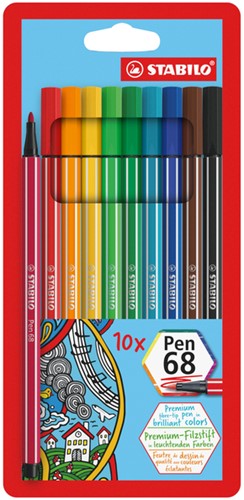 Viltstift STABILO Pen 68 etui à 10 kleuren