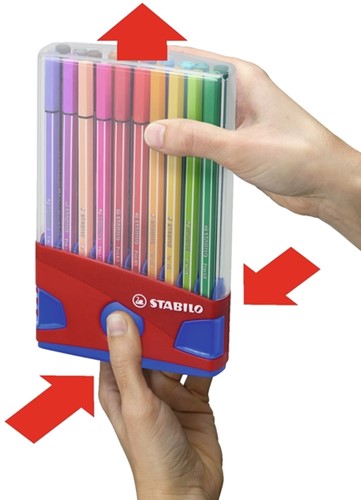 Viltstift  STABILO Pen 68 ColorParade rood/blauw etui  à 20 kleuren-2