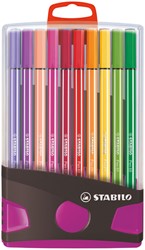 Viltstift STABILO Pen 68 ColorParade antraciet/roze etui à 20 kleuren