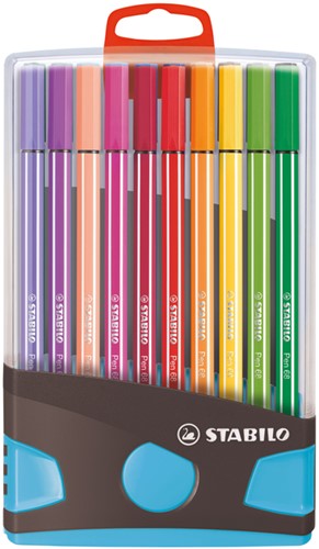 Viltstift STABILO Pen 68 ColorParade turquoise etui à 20 kleuren