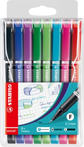 Fineliner STABILO Sensor 189 etui à 8 kleuren