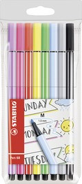 Viltstift STABILO Pen 68 pastel etui à 8 kleuren-2