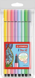 Viltstift STABILO Pen 68 pastel etui à 8 kleuren-3