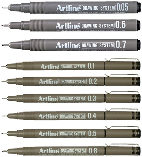 Fineliner Artline set met 0.1-0.3-0.5-0.7mm zwart-2