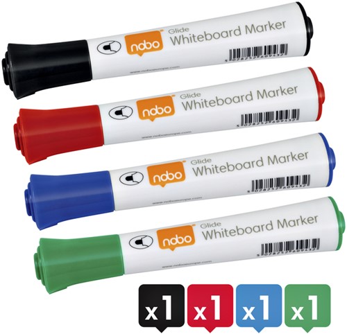 Viltstift Nobo whiteboard Glide rond ass 3mm blister à 4st-2