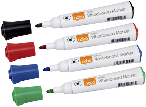 Viltstift Nobo whiteboard Glide rond ass 3mm blister à 4st-3