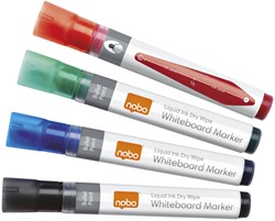 Viltstift Nobo whiteboard Liquid ink drymarker ass 3mm à 4st