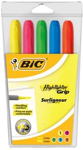 Markeerstift Bic grip etui à 5 stuks assorti-2