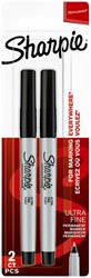 Viltstift Sharpie rond ultra fijn zwart blister à 2 stuks