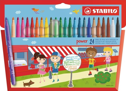Viltstift STABILO power 280/24 assorti etui à 24 stuks