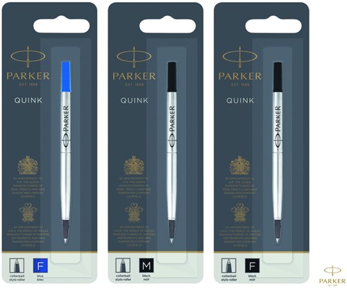 Rollerpenvulling Parker zwart fijn 0.5mm op blister-2
