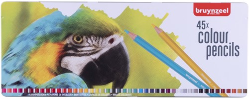 Kleurpotloden Bruynzeel papegaai blik à 45 stuks assorti