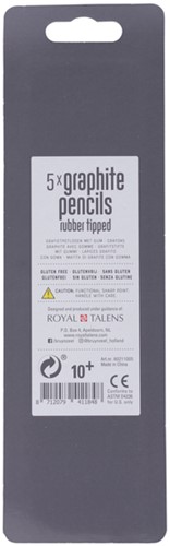 Grafietpotlood Bruynzeel Teens HB met gum set à 5 stuks grijs-3