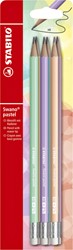 Potlood STABILO Swano grafiet HB met gumtop pastel assorti 6 stuks