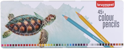 Kleurpotloden Bruynzeel schildpad blik à 45 stuks assorti