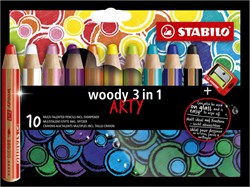 Kleurpotloden STABILO Woody 880/10-1-20 etui à 10 kleuren met puntenslijper