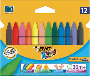 Kleurkrijt Bic 857 plastidecor triangel ass etui à 12st-2