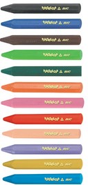 Kleurkrijt Bic 857 plastidecor triangel ass etui à 12st-3
