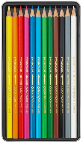 Kleurpotloden Caran d'Ache Swisscolor aquarel 12stuks ass.-2