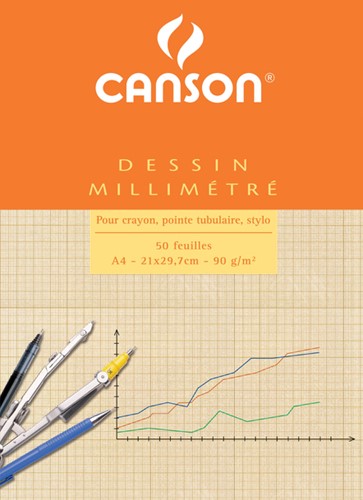 Millimeterblok Canson A4 lichtbruin 50 vel