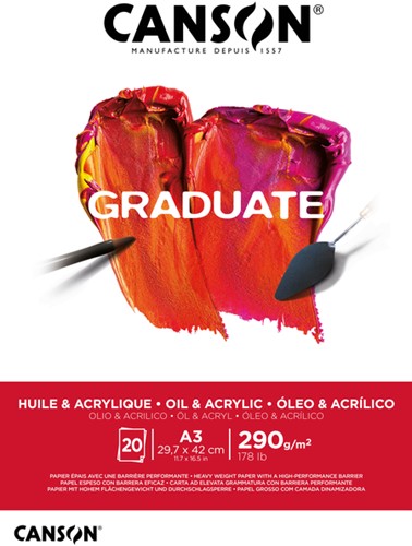 Olie Acrylblok Canson Graduate A3 290gr 20vel